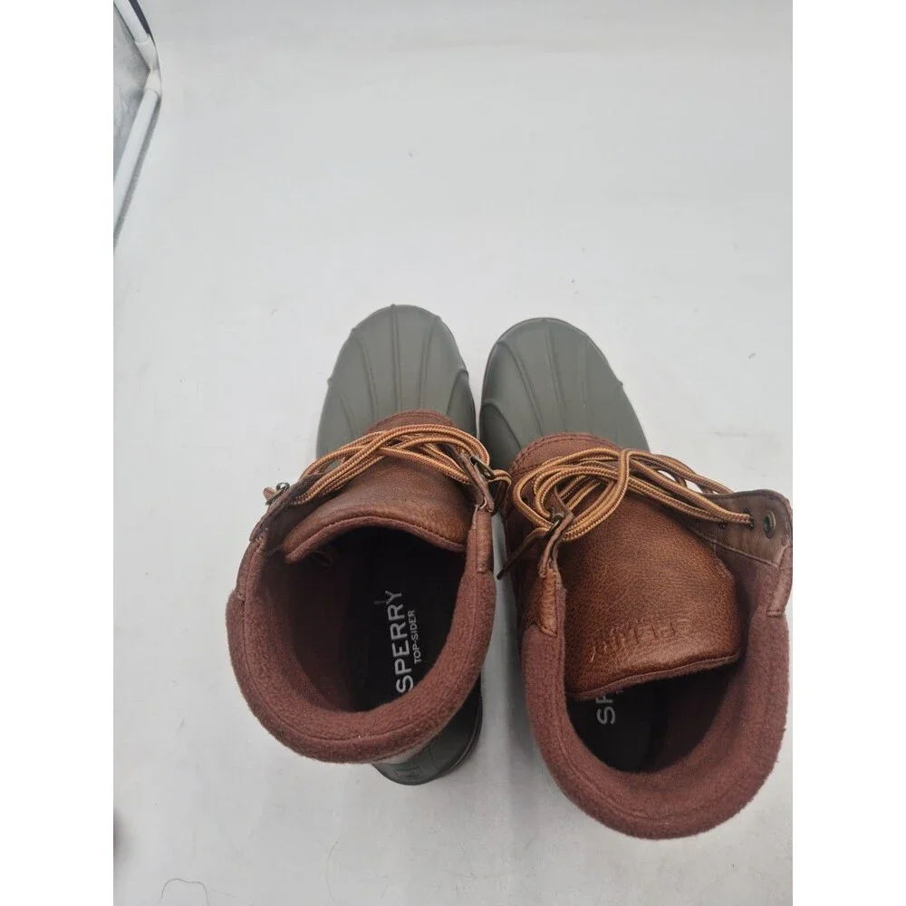 Sperry Mens Avenue Duck Boots Tan Olive Green Waterproof Size 9 Sts23429